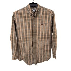 Carhartt Mens XL Tall Long Sleeve Plaid‎ Button Up Work Shirt Cotton